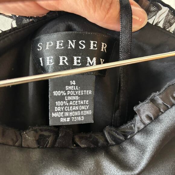 Vintage Spenser Jeremy Black Floral Jacquard Strapless Dress – Size 14 - Picture 4 of 6